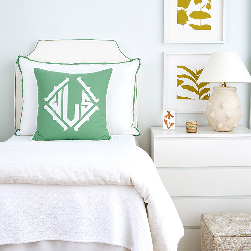 White with Celadon Pipe Headboard