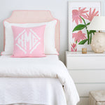 Lee Shell with Blush Pipe Headboard