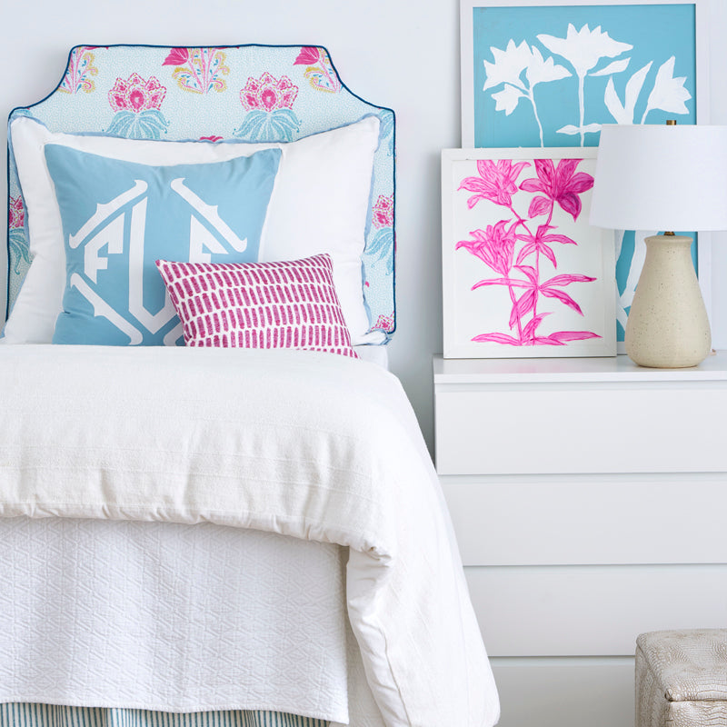 Lilly Fuschia with Teal Pipe Headboard