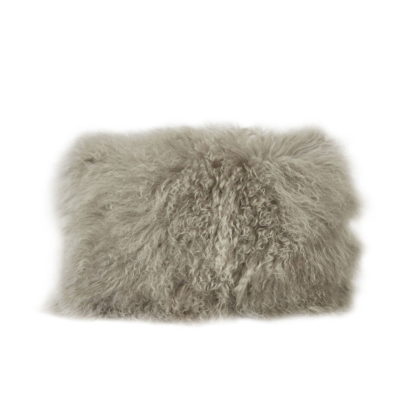 Grey Fur Lumbar Pillow